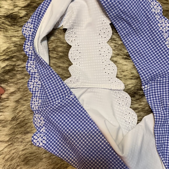 J.Crew Scalloped Bikini Bottom Blue Gingham Medium NWT - Picture 7 of 12